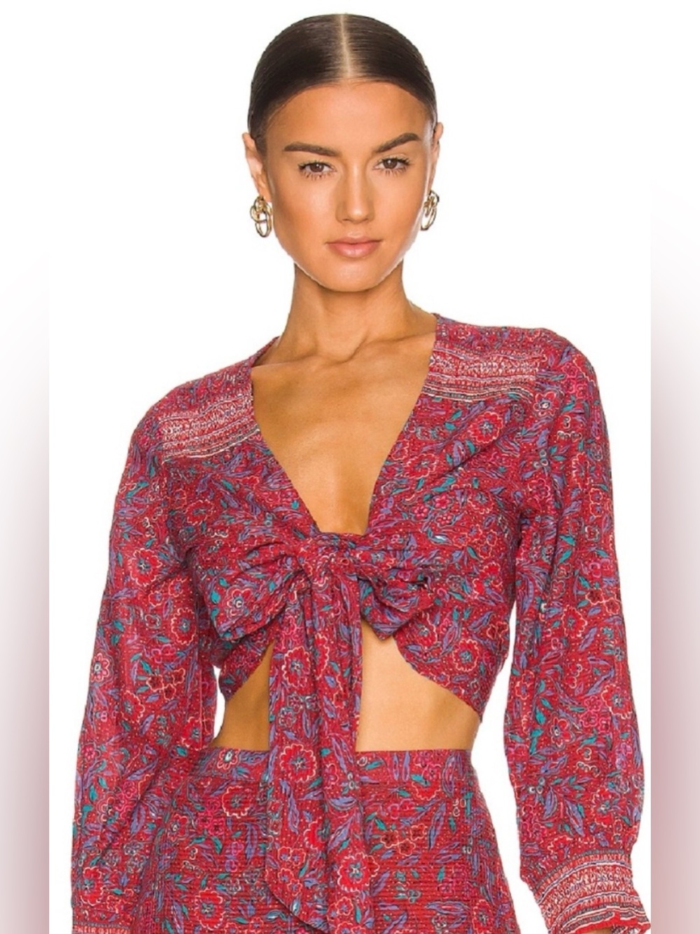 Veronica Beard Floral Tie-Front Blouse Size S